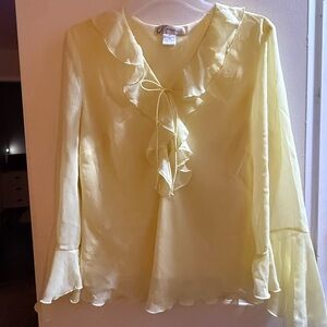 Dress Barn Light Yellow Ruffled Blouse